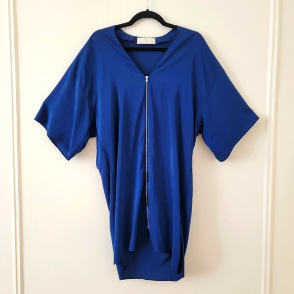 Amanda Uprichard Deep Blue Kimono Sleeve 100% Silk Dress – Size Medium - Picture 2 of 6